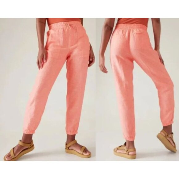 Athleta Sunset Glow Voyager Retreat Linen Tank Top Sz Large & Jogger Pants Sz 12 - Picture 4 of 16
